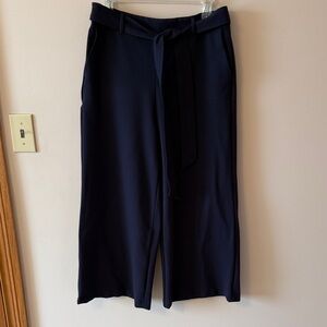 Boden Wide-Leg Tie Waist Pants Pockets Career Professional Navy with Belt Sz 8R